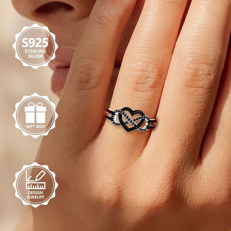 925 Silver Heart Shaped Women's Ring Minimalist Design